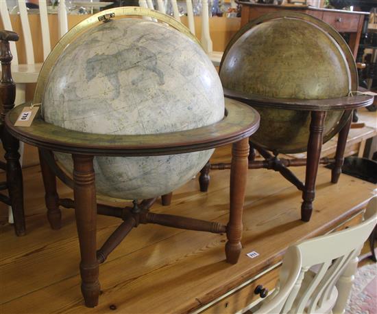 18C style celestial globe and another similar globe